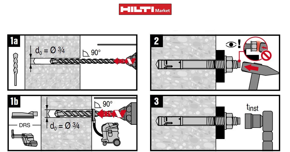 تصویر کاربرد انکر بولت مکانیکی هیلتی HILTI HSL-3